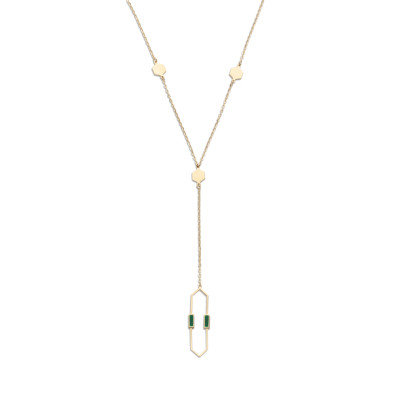 Ketting 14kt geel goud met groene emaille - model 53 - 50cm Ketting 14kt geel goud met groene emaille - model 53 - 50cm