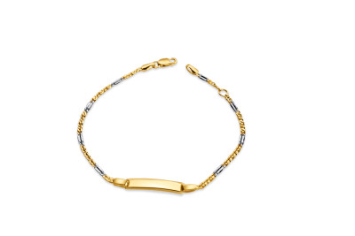 Naamplaat 18kt goud bi-color - 18cm Naamplaat 18kt goud bi-color - 18cm