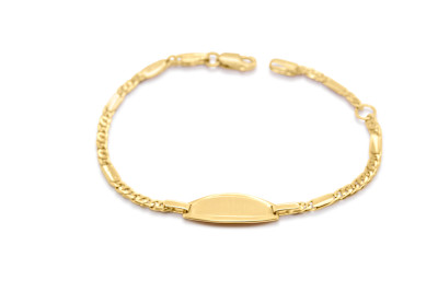 babynaamplaat 9kt geel goud - ovale plaat - fantasieschakel