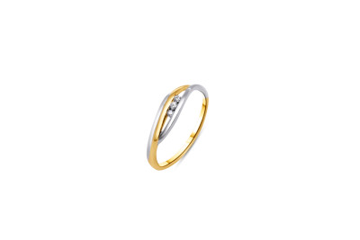 Ring 18kt goud bi-color met briljant - 50-70930-1272 - maat 52