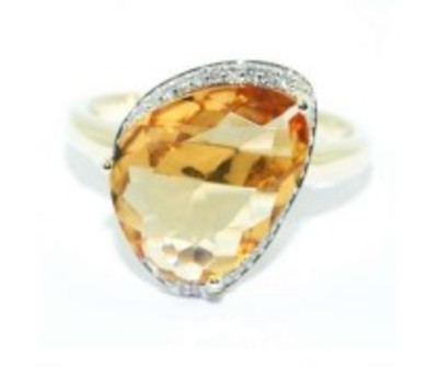 Ring 18kt geel goud met briljant en citrien - 41-09348 - maat 54 Ring 18kt geel goud met briljant en citrien - 41-09348 - maat 54