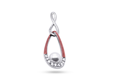 Hanger in meerkleurig zilver met een parel - 350072 Hanger in meerkleurig zilver met een parel - 350072