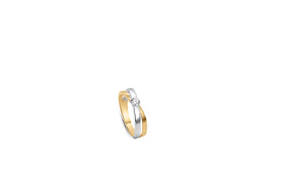 Ring 14kt goud bi-color met zirkonium - maat 56 Ring 14kt goud bi-color met zirkonium - maat 56