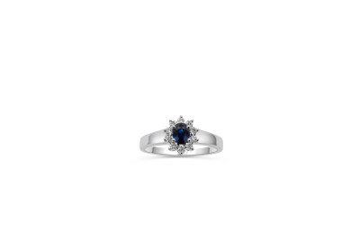 Ring 18kt wit goud met briljant en blauwe saffier - 50-70256-1575 - maat 54