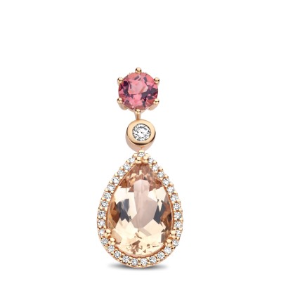 Hanger 18kt rood goud met briljant , morganite en toemaline - Y1975 - GH3676RMPTB - zonder ketting Hanger 18kt rood goud met briljant , morganite en toemaline - Y1975 - GH3676RMPTB - zonder ketting
