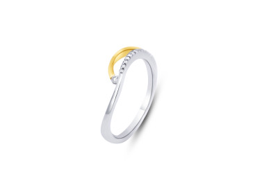 Ring 18kt goud bi-color met briljant - 50-70562-1272 - maat 54