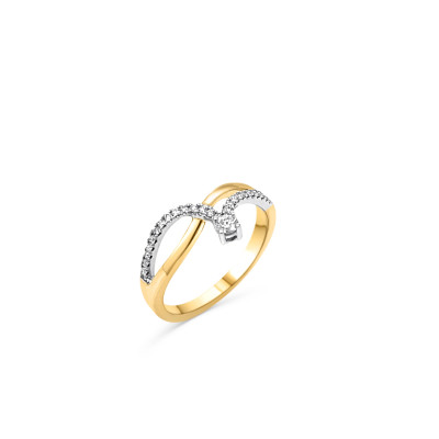 Ring 18kt goud bi-color met brilant - 50-00438-1272