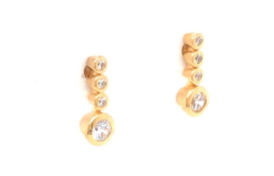 Oorringen 18kt geel goud met zirkonium - GO2923GZ Oorringen 18kt geel goud met zirkonium - GO2923GZ