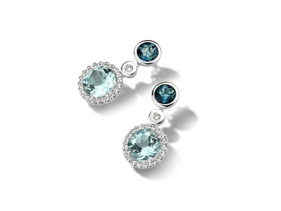 Oorstekers 18kt wit goud met briljant en blauwe topaas en blauwe saffier - Y1735 - GO3267WTB Oorstekers 18kt wit goud met briljant en blauwe topaas en blauwe saffier - Y1735 - GO3267WTB