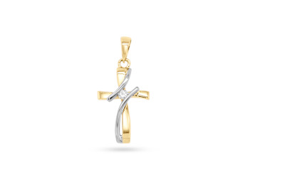 Hanger 18kt goud bi-color - kruis met briljant - 47-00026-1272