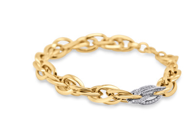 Armband 14kt geel goud met zirkonium - 20,50 cm