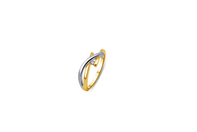 Ring 18kt goud bi-color w/g met briljant - 50-00695-1272 - maat 52