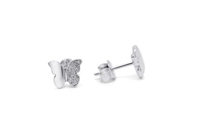 Oorstekers vlinder zilver met zirkonium - 30-10852-610-99 Oorstekers vlinder zilver met zirkonium - 30-10852-610-99