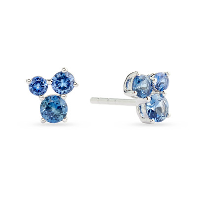 Oorknoppen in 18kt wit goud met blauwe saffier - E2996MW060