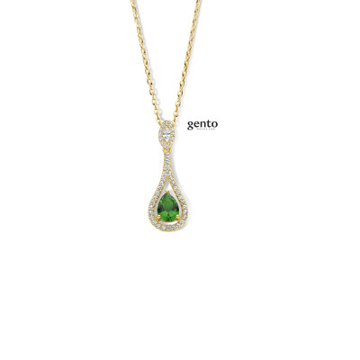 Gento - Halsketting met hanger in goudkleurig zilver - PA16 Gento - Halsketting met hanger in goudkleurig zilver - PA16