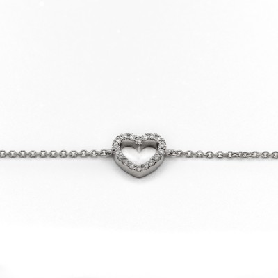 Armband met hartje 18kt wit goud met briljant - 10A0131W