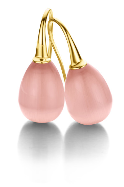 Evanueva - Oorhangers in 18kt geel goud met hydro rosequartz - O-VLGS-14S-Y Evanueva - Oorhangers in 18kt geel goud met hydro rosequartz - O-VLGS-14S-Y