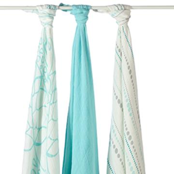 a+a Bamboo Swaddle Blankets_ Azure