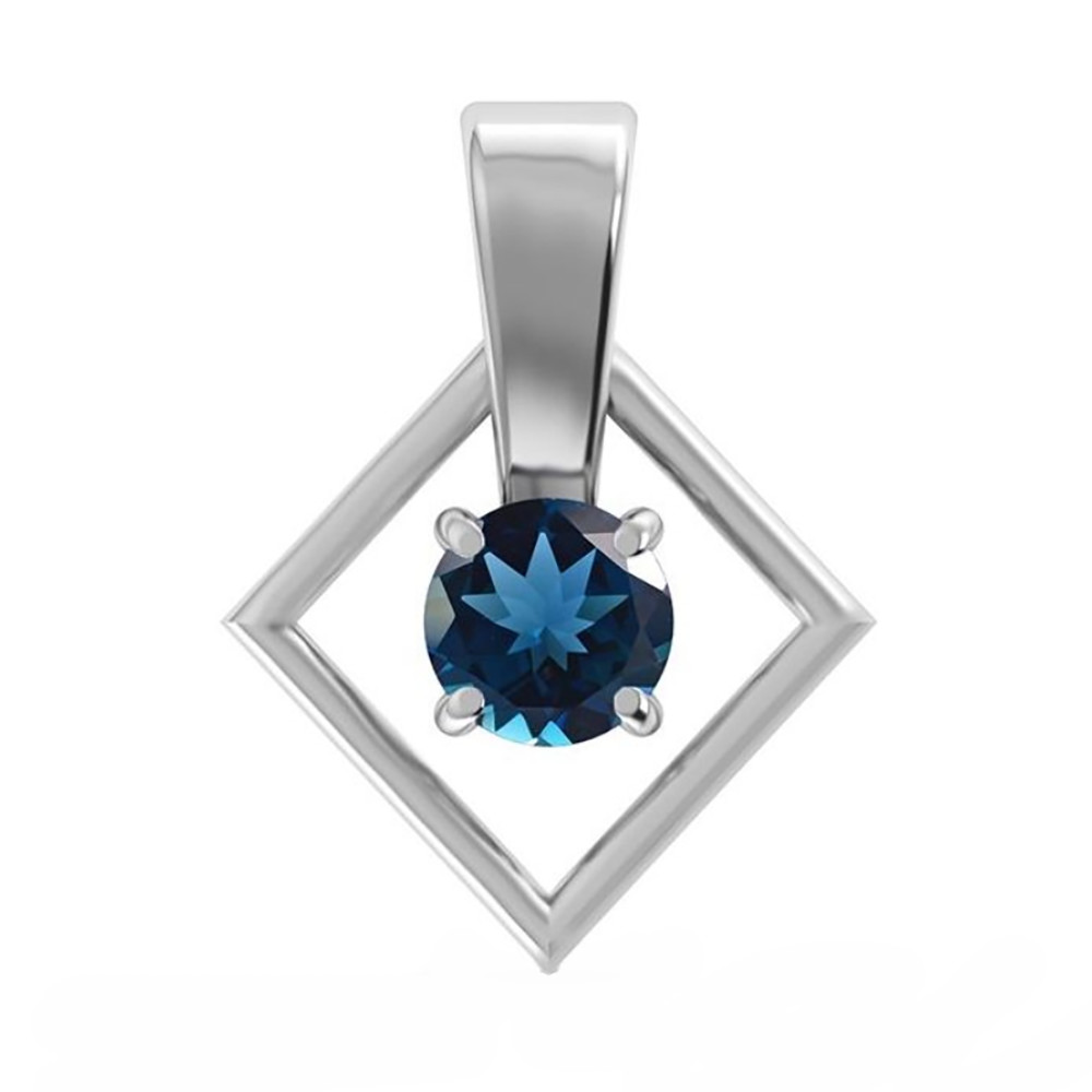 SILVER TOPAZ ROUND DIAGONAL SQUARE NECKLACE - 18