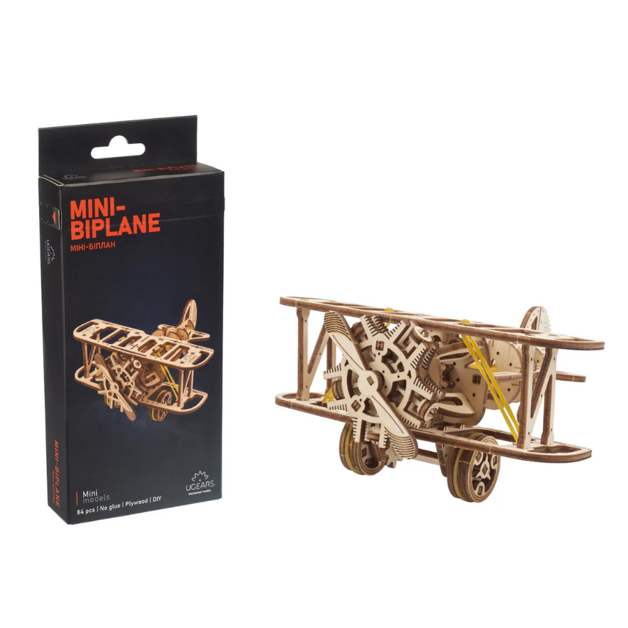 UGears Mini Biplane Wooden Mechanical Model Kit