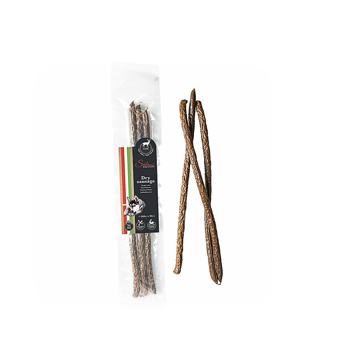 Salamini Hondensnack Dry Sausage Wild 25cm