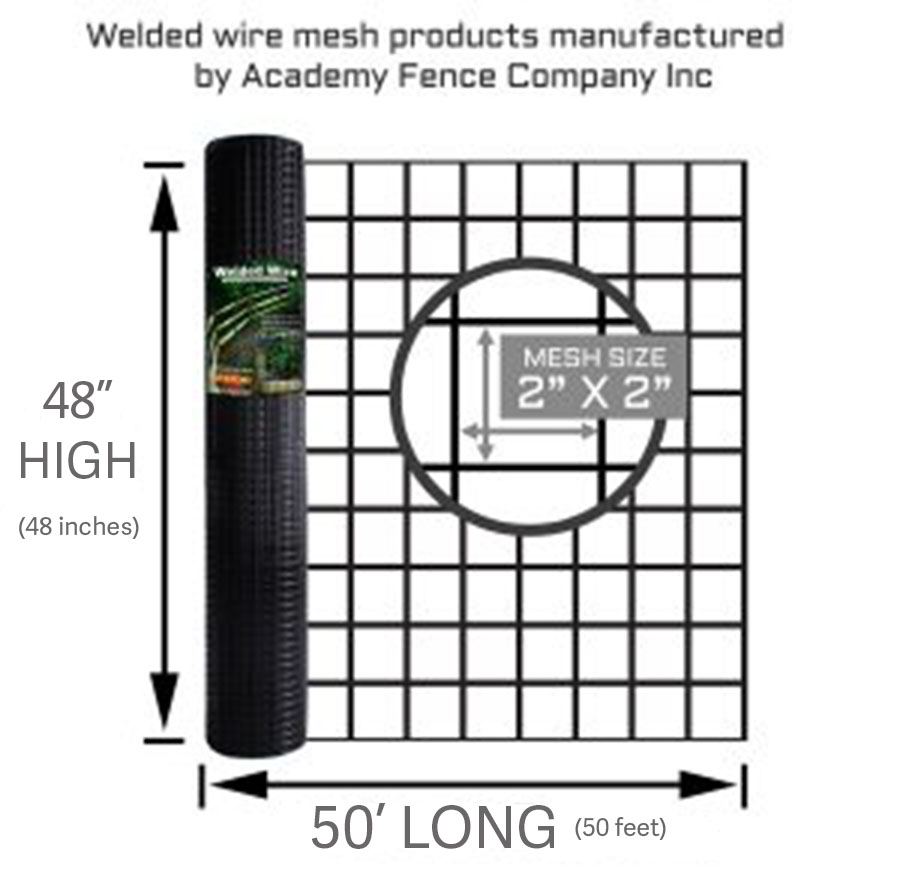 2" x 2" x 48" Black Wire 50' Roll Per Ft