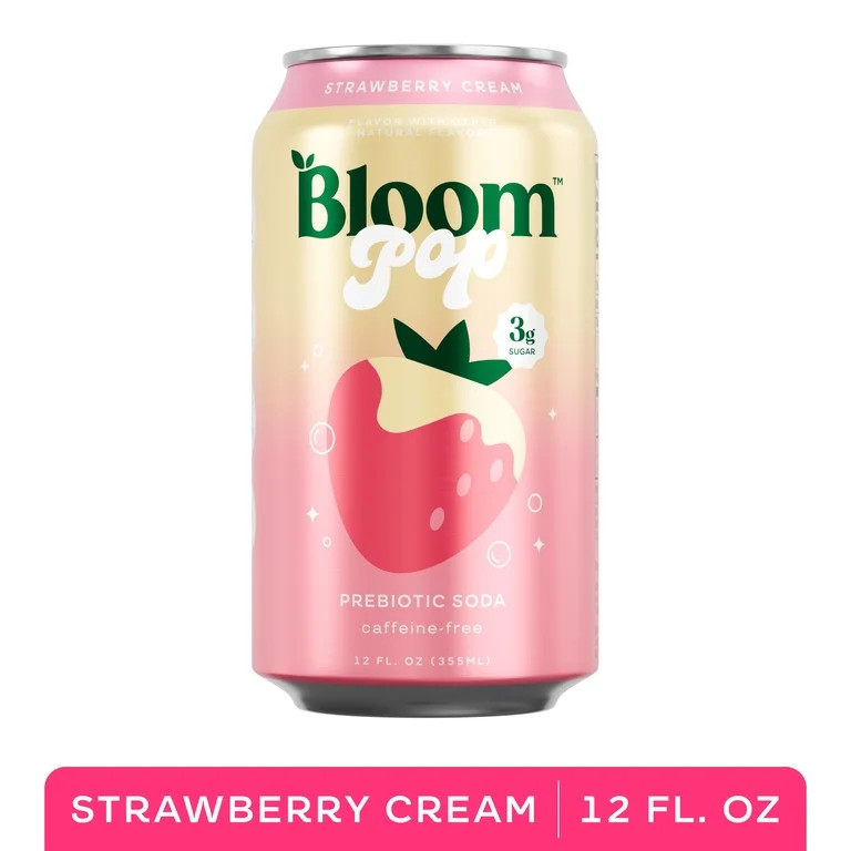 Bloom Pop Prebiotic Strawberry Cream Flavored Soda 12oz