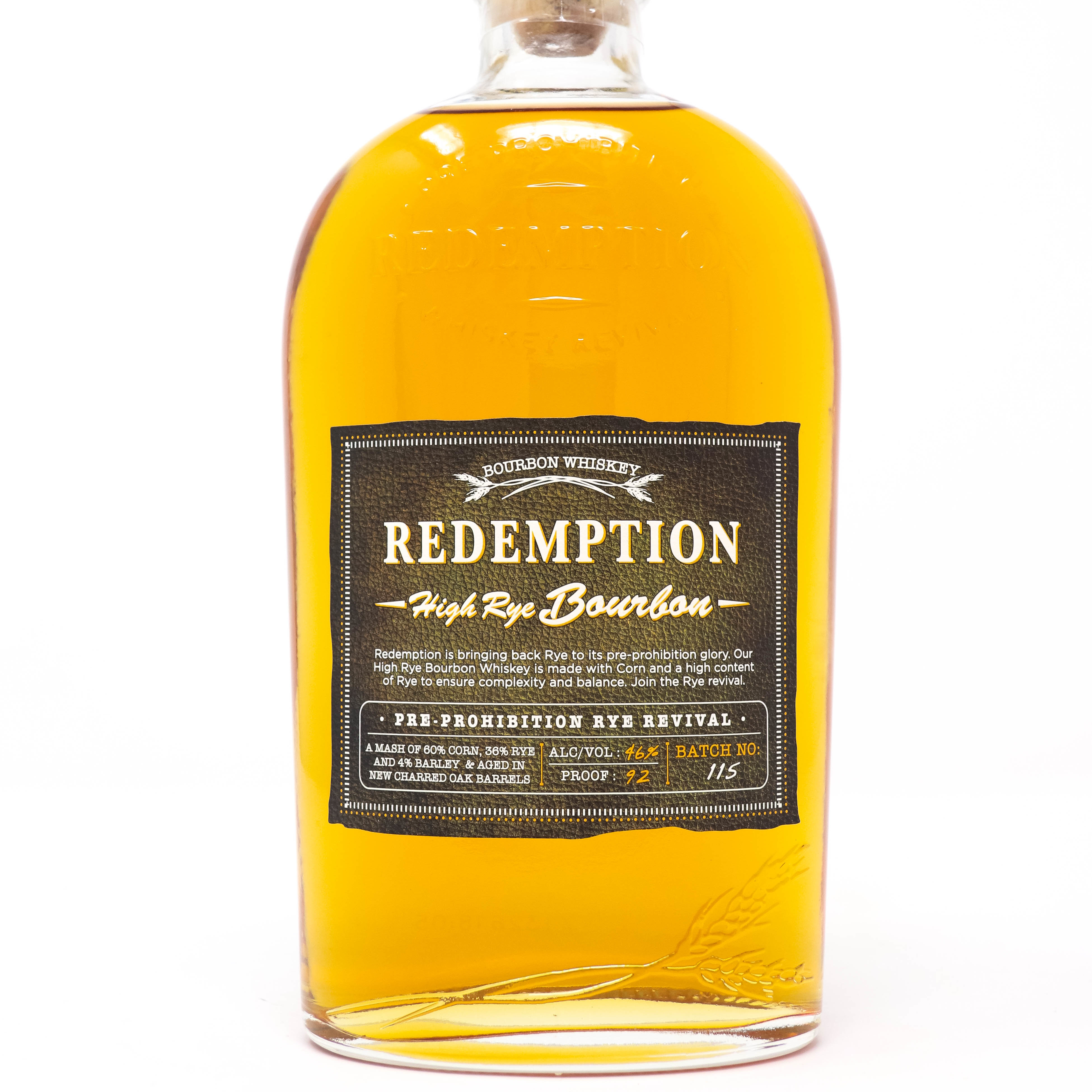 Product Detail  Redemption High Rye Bourbon Whiskey 92 Proof