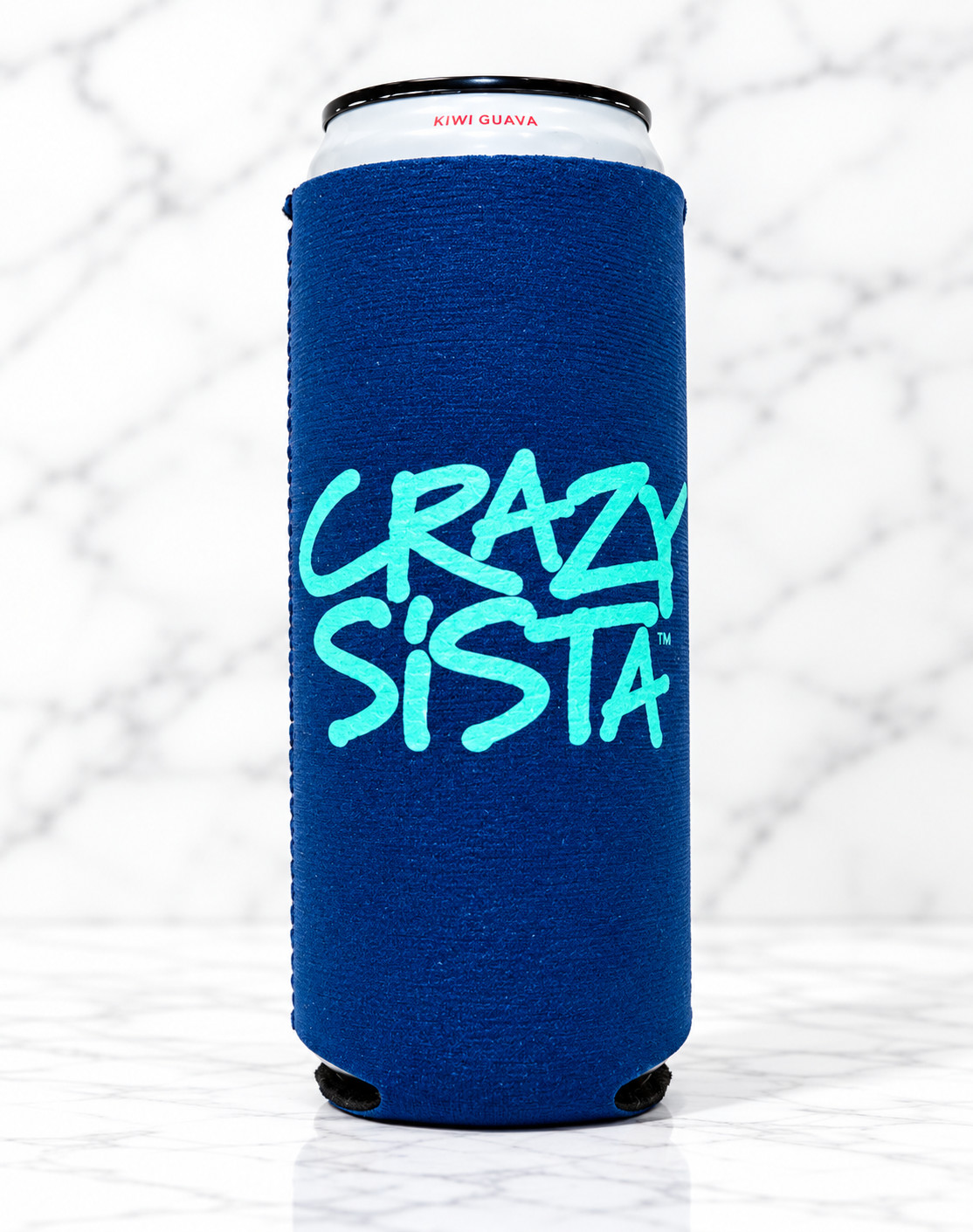 Crazy Sista Graffiti Koozie, Size: Skinny, Style: Navy