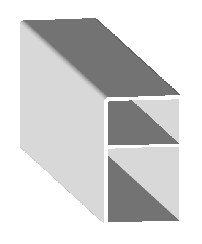 2" x 3 1/2" x 96" Ribbed Rail White