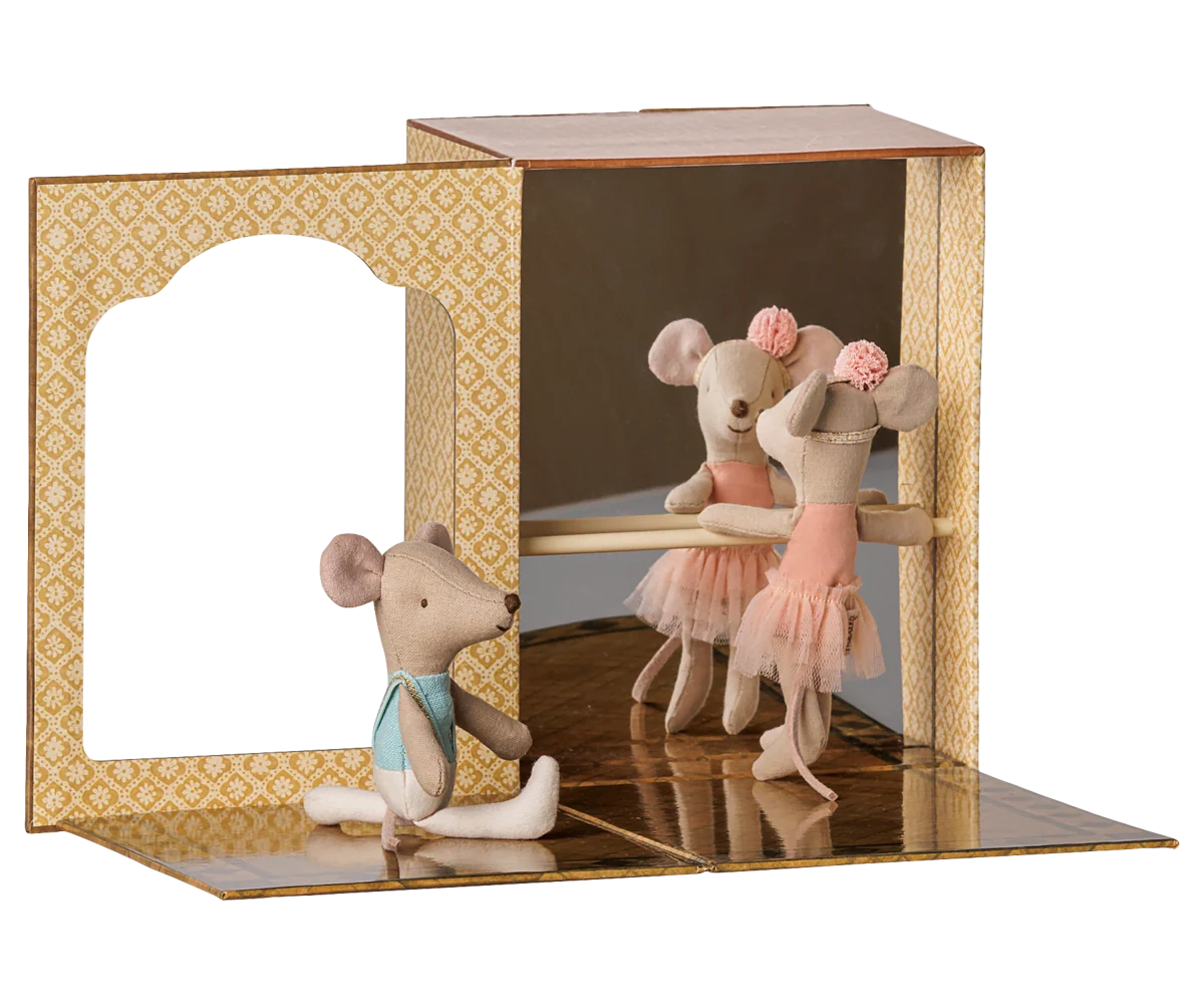 Ballet mice in dance studio, Little sister and brother 17-6105-00