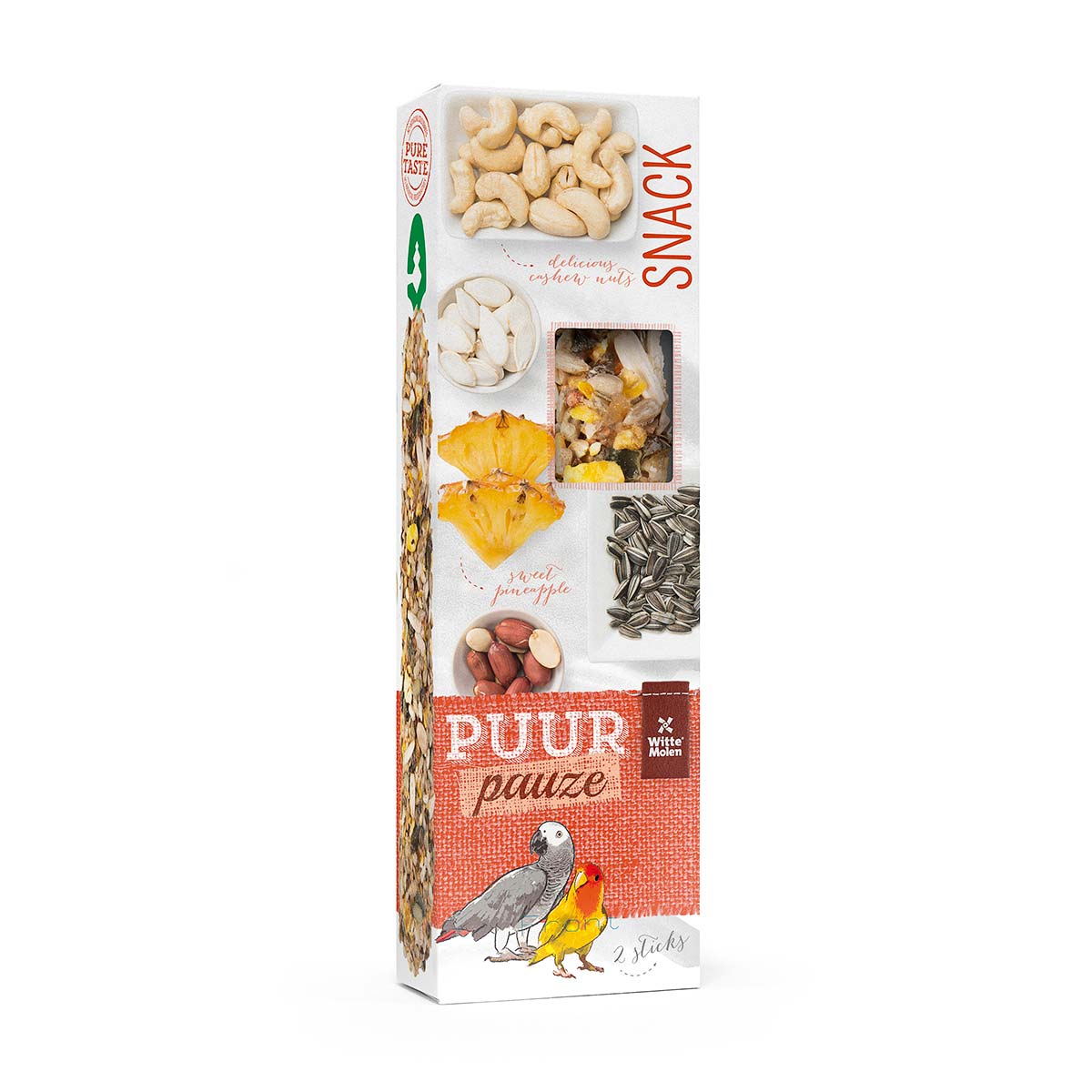 Puur Pauze Vogelstick Ananas & Pinda Papegaai
