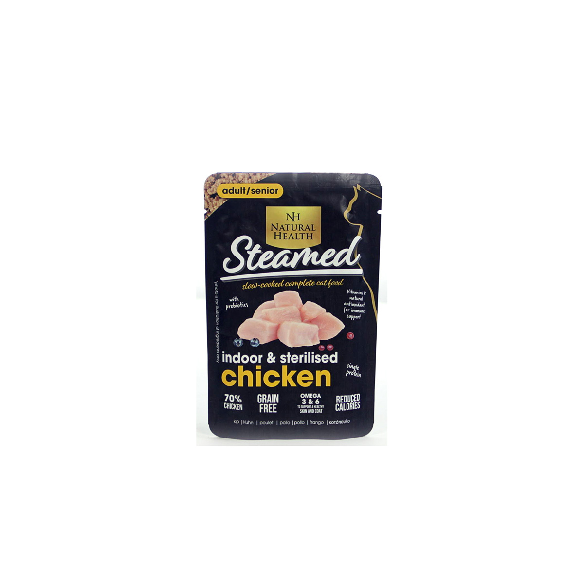 Natural Health Pouch Kat Gestoomd Indoor Sterilised