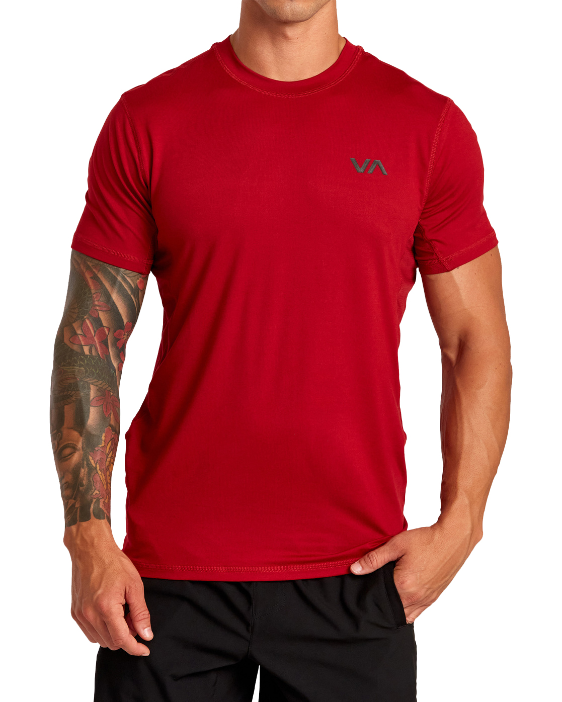 RVCA mens Sport Vent Short Sleeve Crew Neck T-shirt T Shirt, Black, Small  US