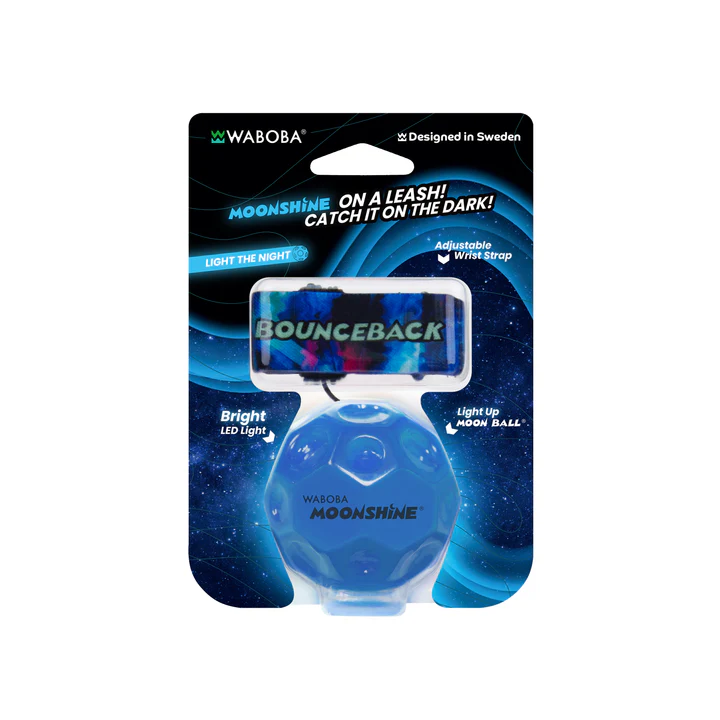 LED Bounceback Moon Ball on a Leash