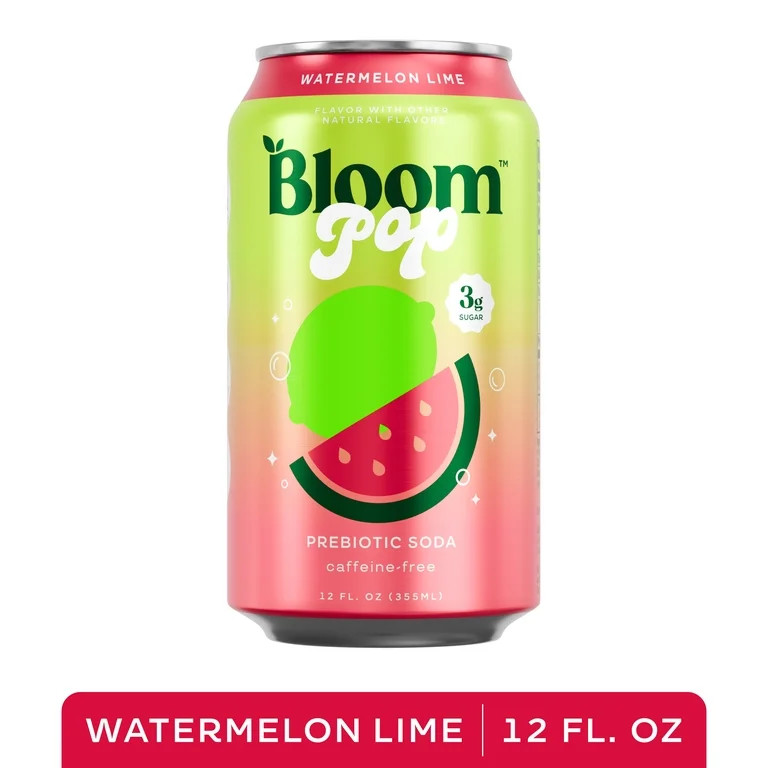 Bloom Pop Prebiotic Watermelon Lime Flavored Soda 12oz