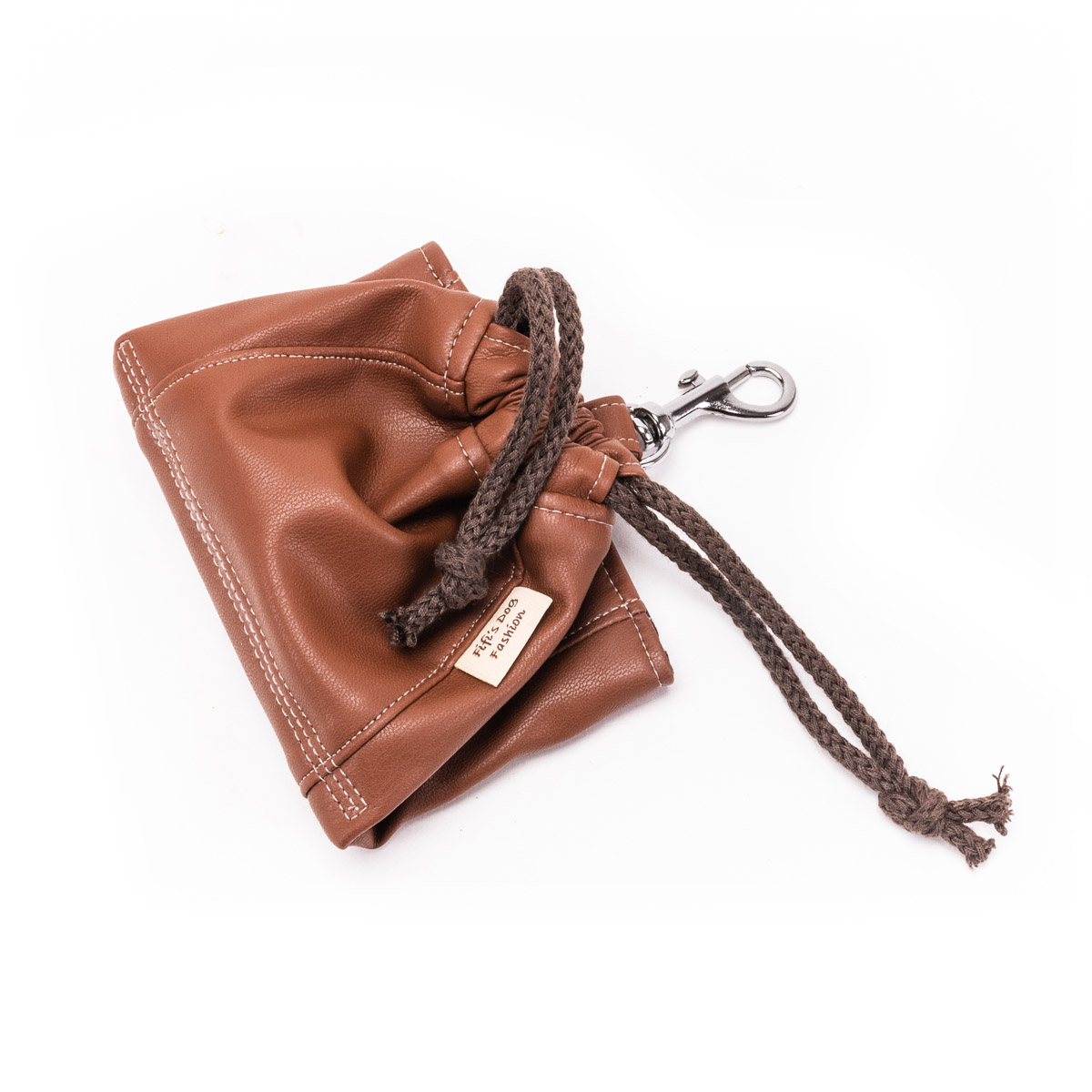 Fifi's Dog Fashion Snack & Poepzakhouder Brown Leather