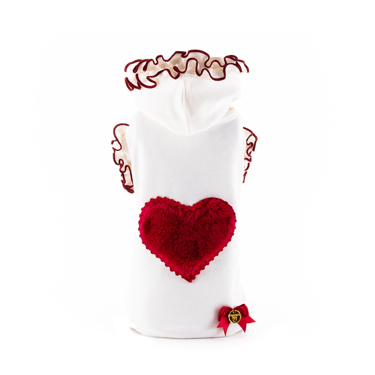 Charlotte's Dress Hondensweater White Red Heart S