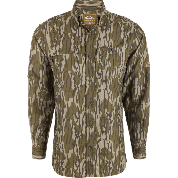 Drake Youth Long-Sleeved 8-Shot Flyweight Shirt, Color: Bottomland, Size: Small