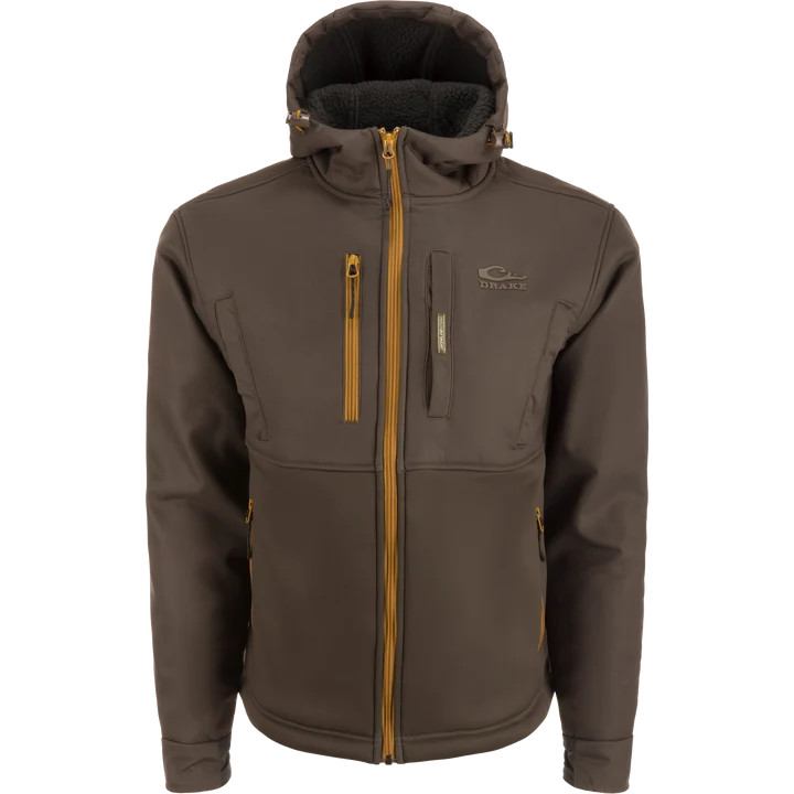 Drake MST Hole Shot Hooded Windproof Eqwader Full Zip Jacket Green Timber, Size: Medium
