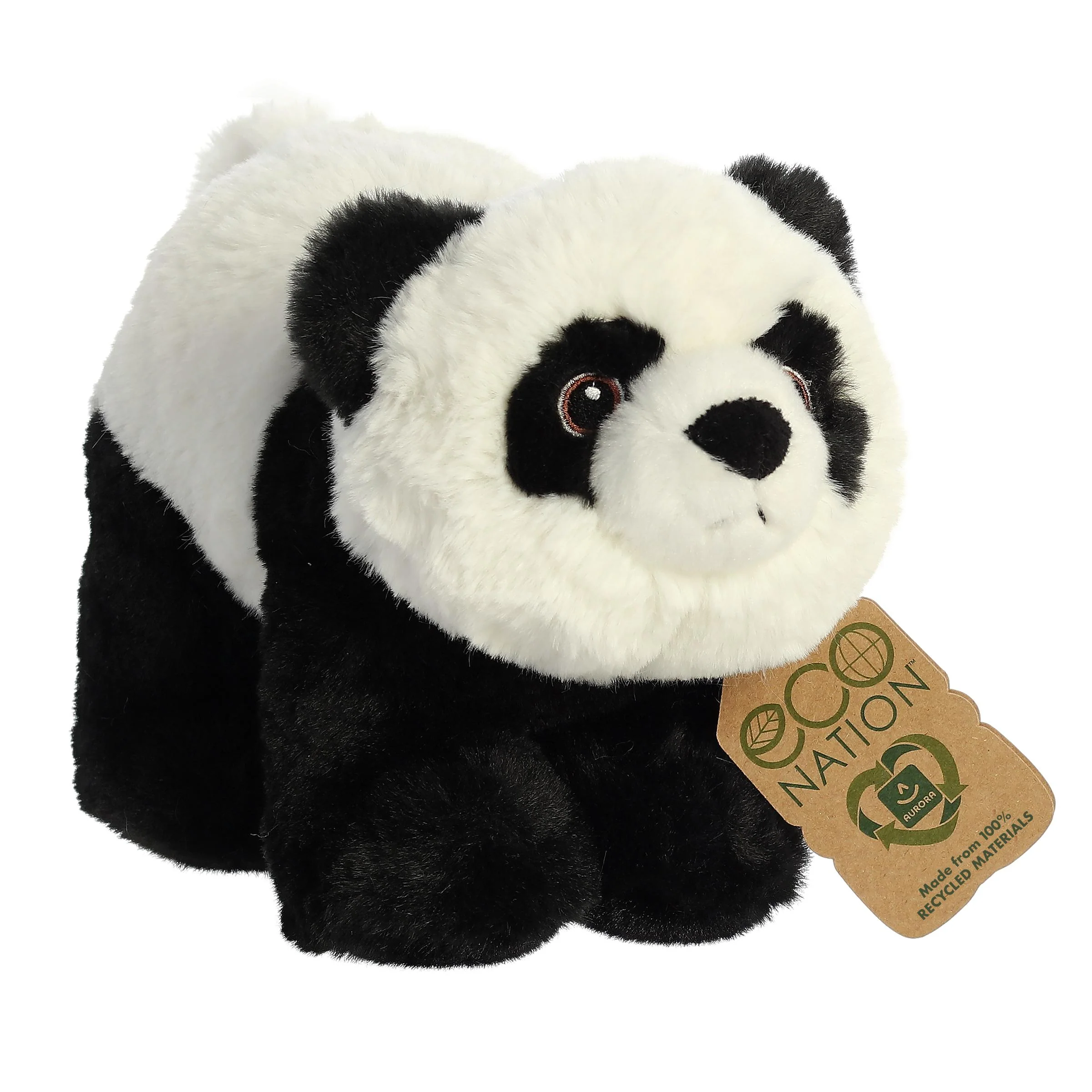 Aurora® Eco-Friendly Eco Nation™ Panda Stuffed Animal - Environmental Consciousness - Recycled Materials - Black 9 Inches