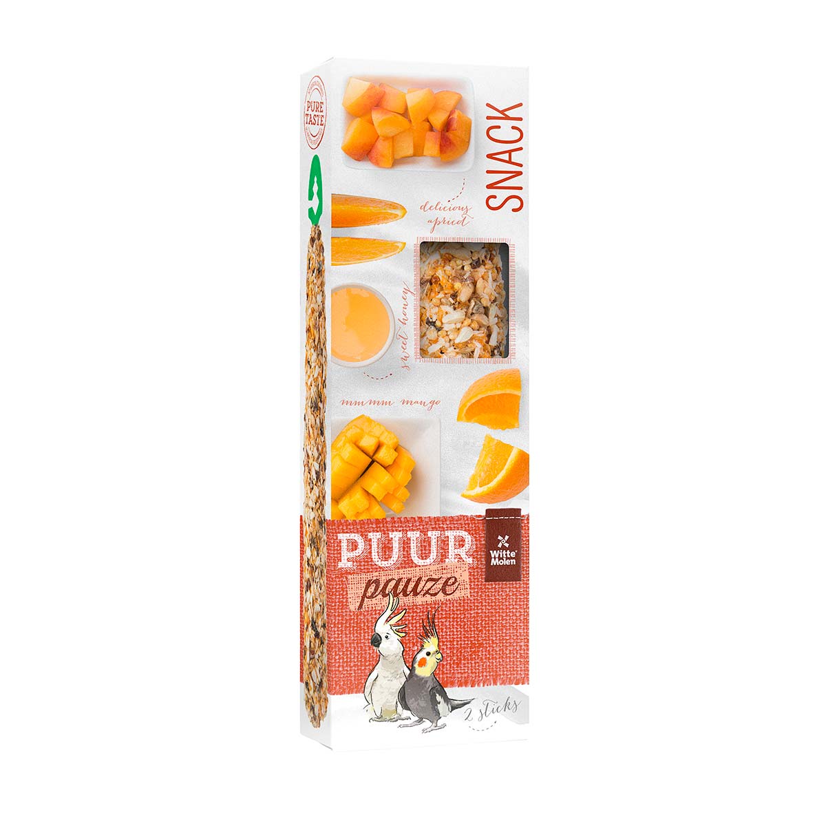 Puur Pauze Vogelstick Abrikoos & Mango Grote Parkiet
