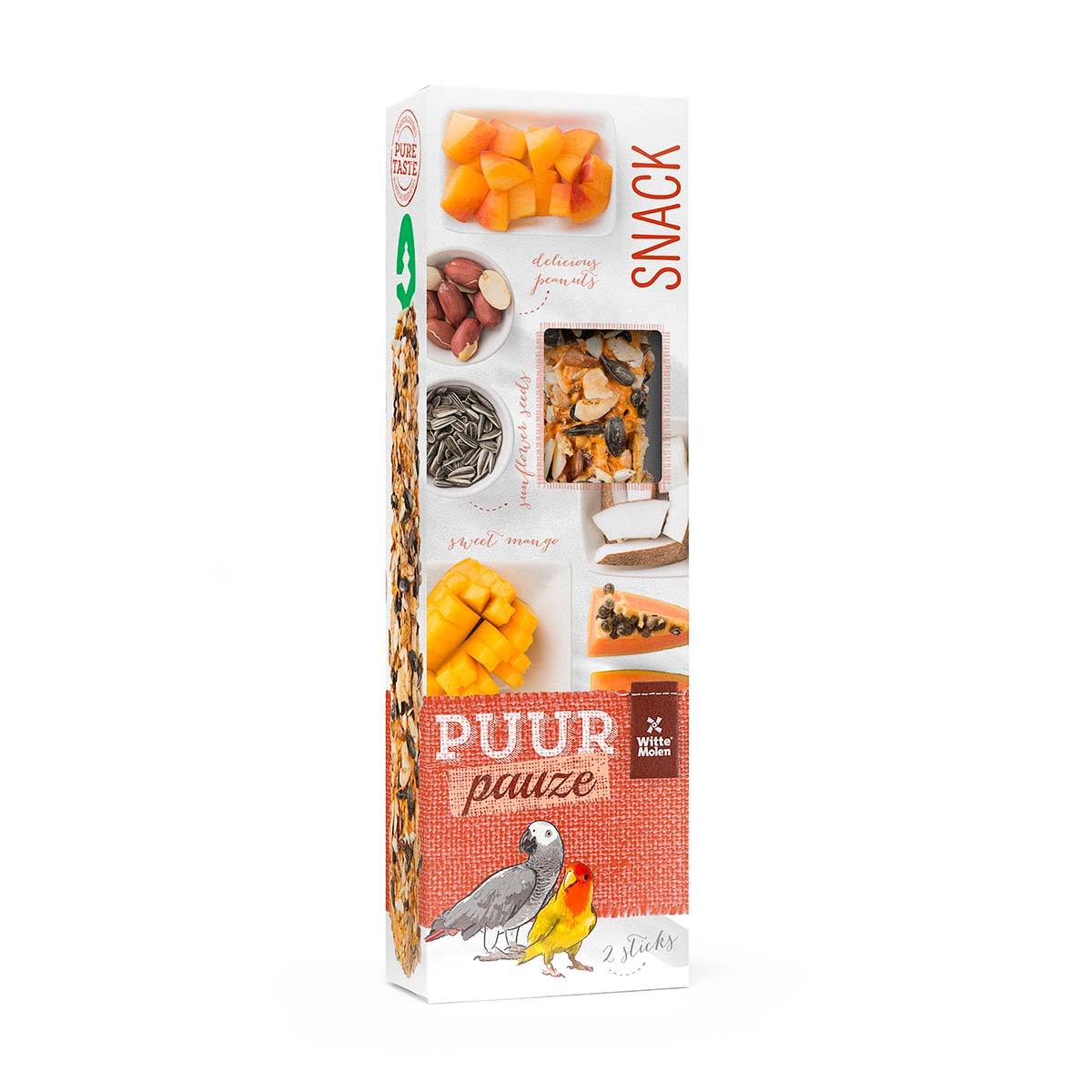 Puur Pauze Vogelstick Papaja & Sinaasappel Papegaai