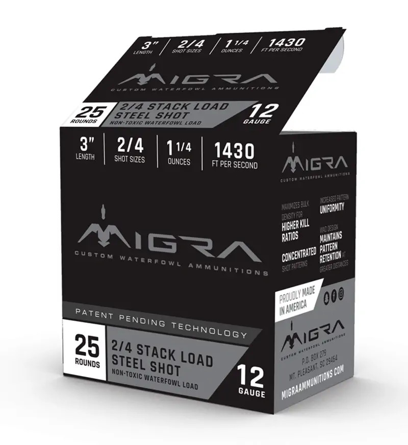 MIGRA WATERFOWL STEEL SHOTSHEL 12GA 3in 2-4 1.25oz