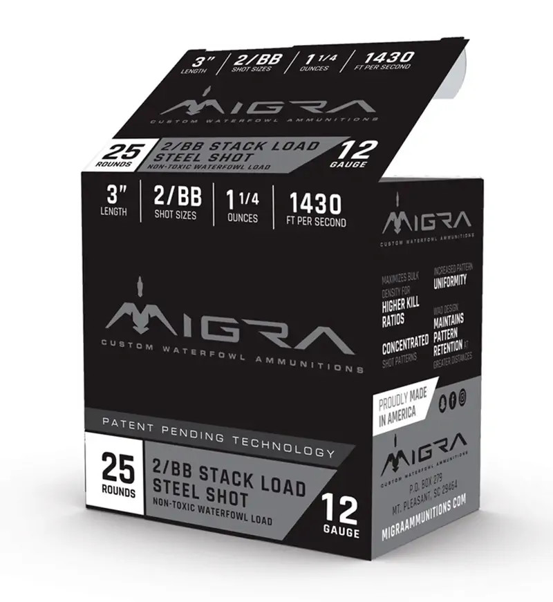 MIGRA WATERFOWL STEEL SHOTSHEL 12GA 3in 2-BB 1.25oz