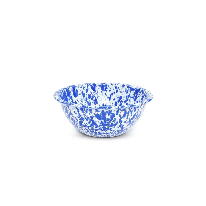 Splatter Enamelware Small Serving 2QT, Color: Blue &amp; White