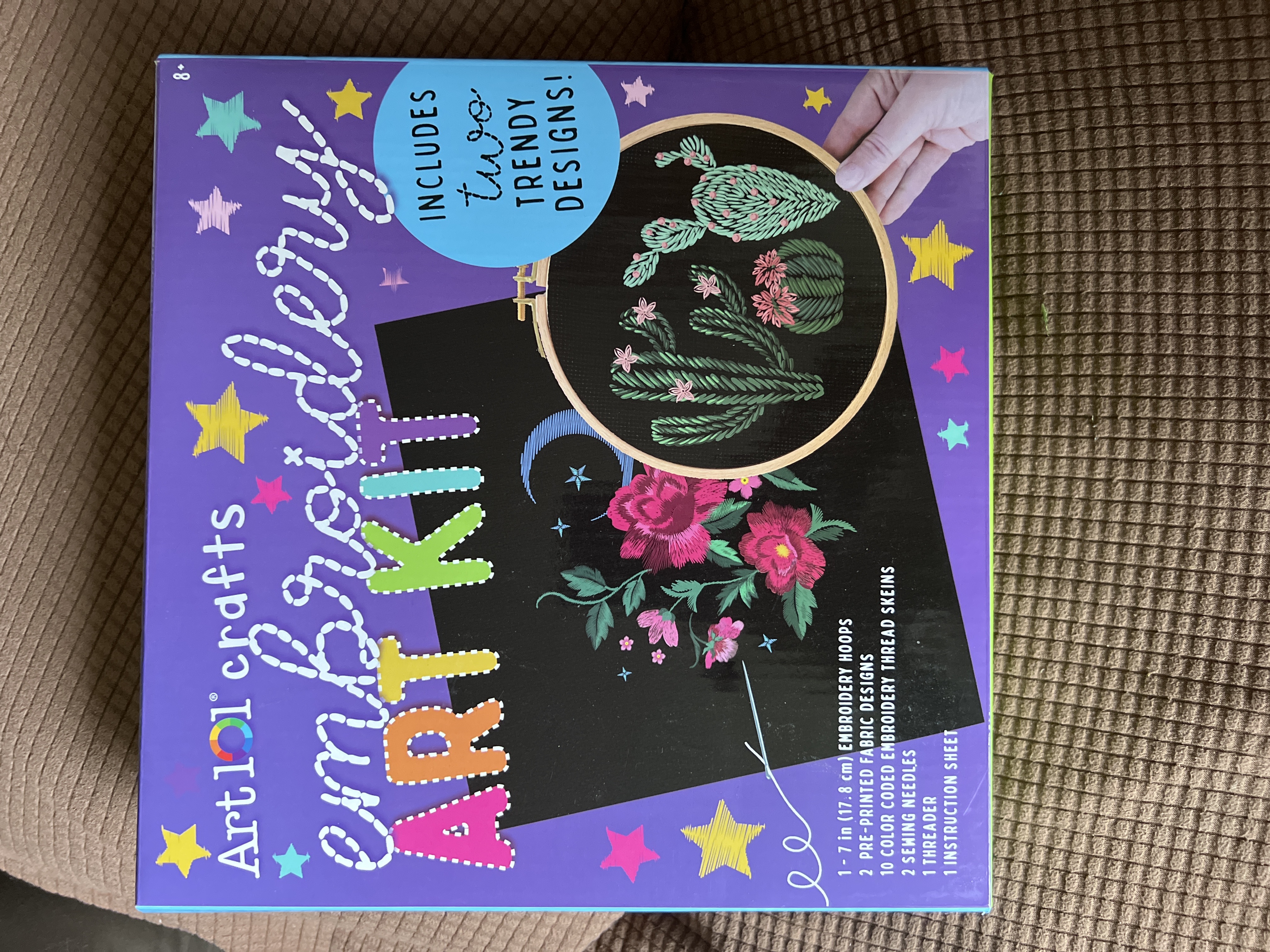 Art 101 Crafts Embroidery Art Kit with Floral and Cactus Designs - DM Creations