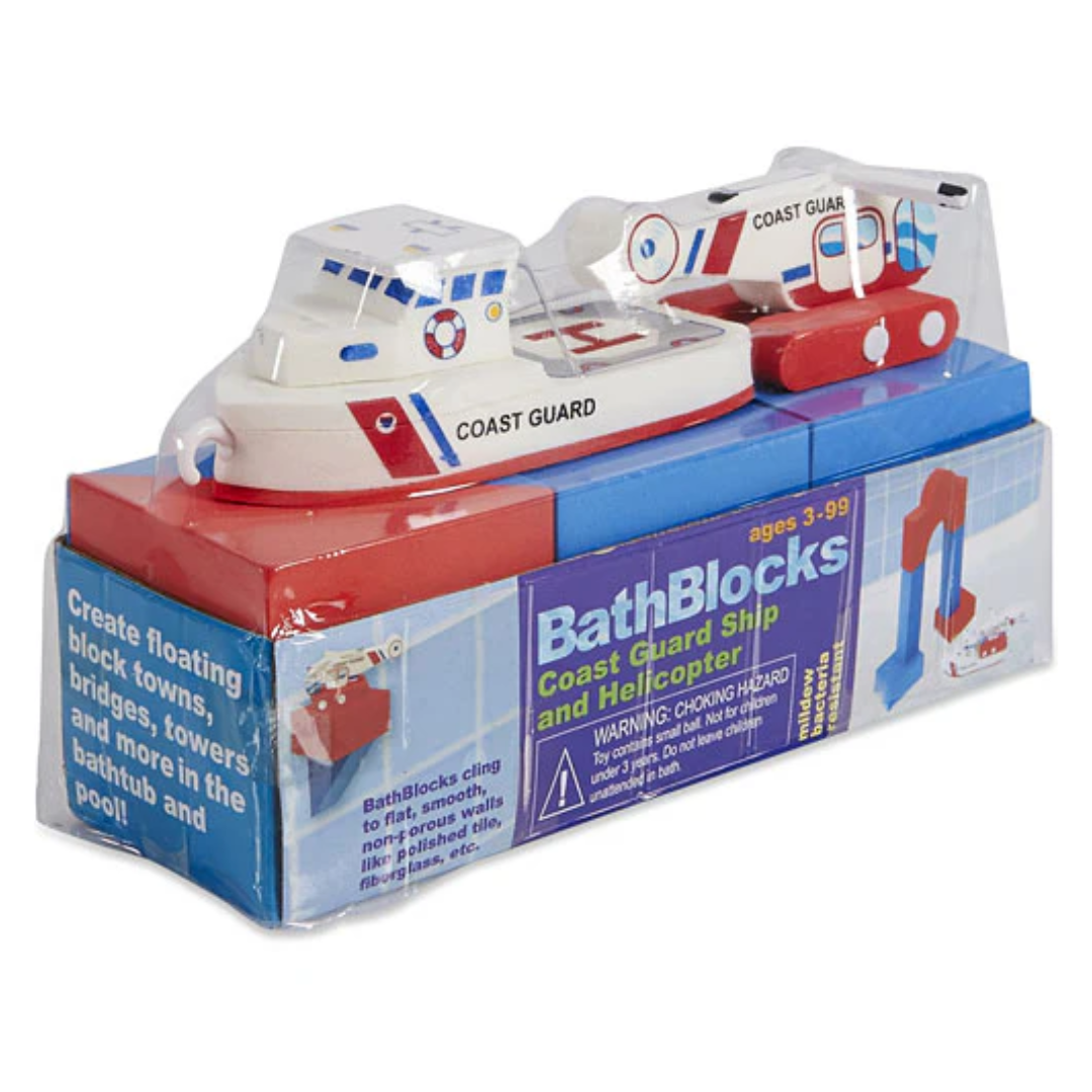 BathBlocks - Coast Guard Boat & Helicopter set