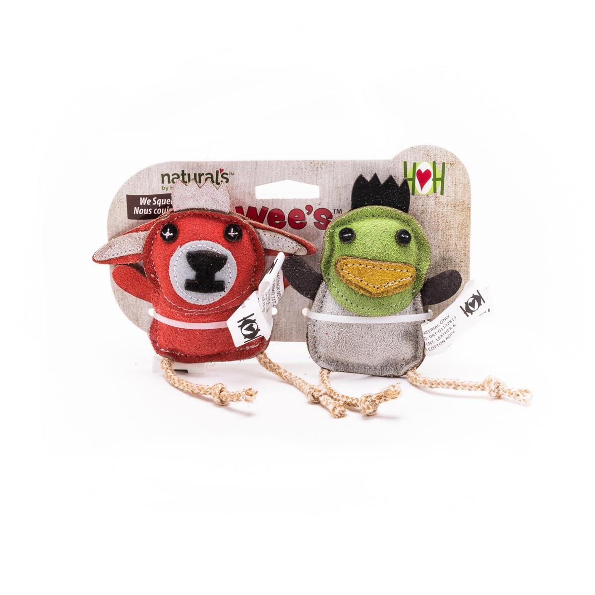 Huggle Hounds Hondenspeelgoed All Natural Leather Duck & Bunny