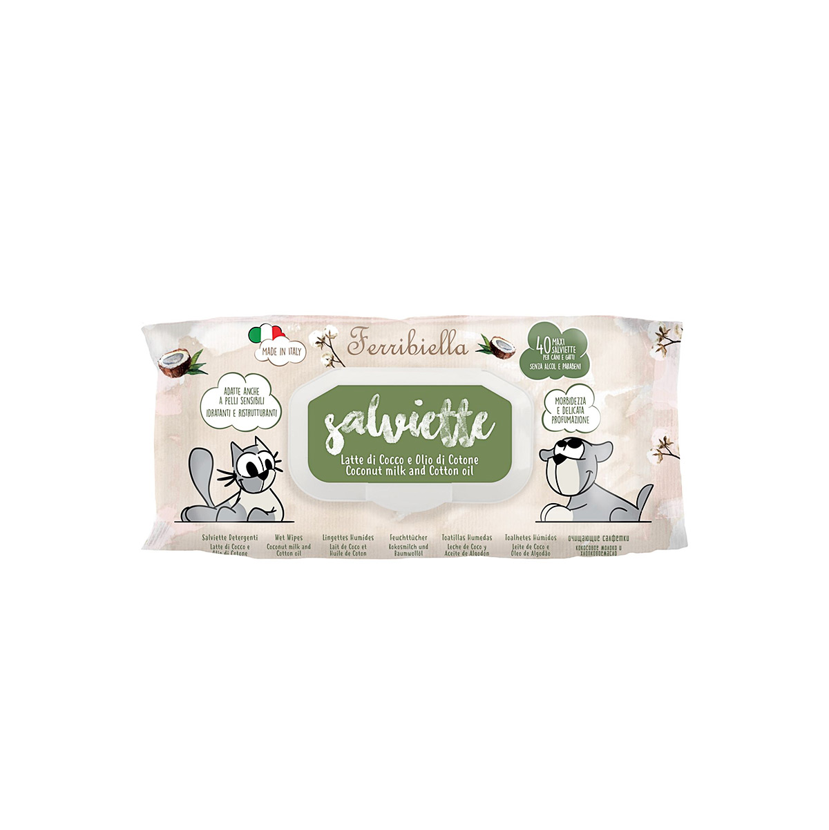 Ferribiella Salviette Vochtige Doekjes Coconut Milk Cotton Oil